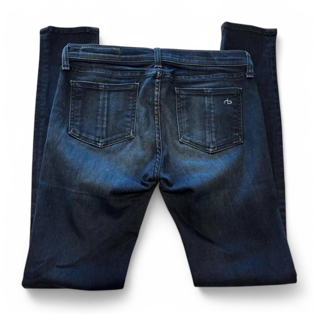 rag & bone Skinny Jeans 27 Dark Wash Mid Rise Stretch Denim Los Feliz Distressed - Picture 1 of 6